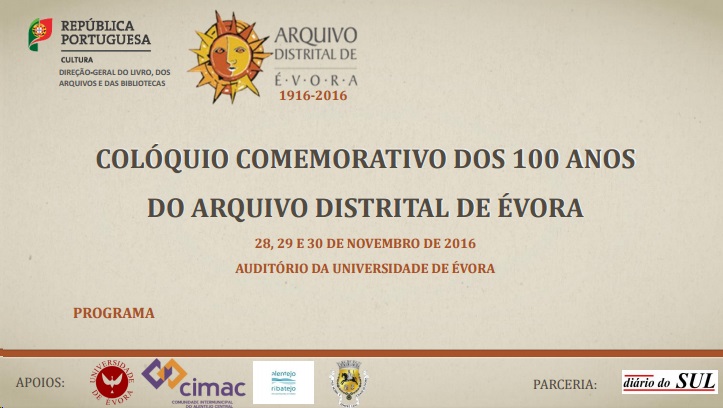Convite: 1.º Centenário do Arquivo Distrital de Évora (1916-2016)